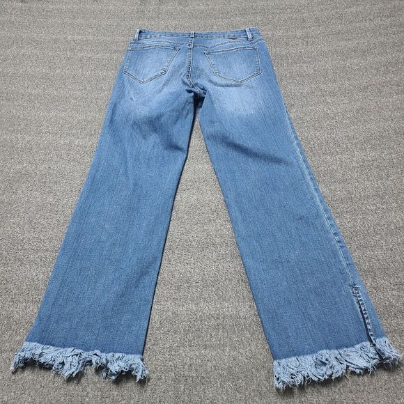 Tractr Womens Jeans 10 Blue Open Distressed Hem Festival Denim Beach Party Pants - Picture 9 of 12
